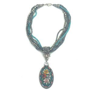 Vintage one of a Kind Micro Mosaic Necklace by Mars & Valentine
